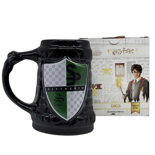 Caneca Harry Potter 3D Sonserina Slytherin Porcelana Oficial Warner Bros