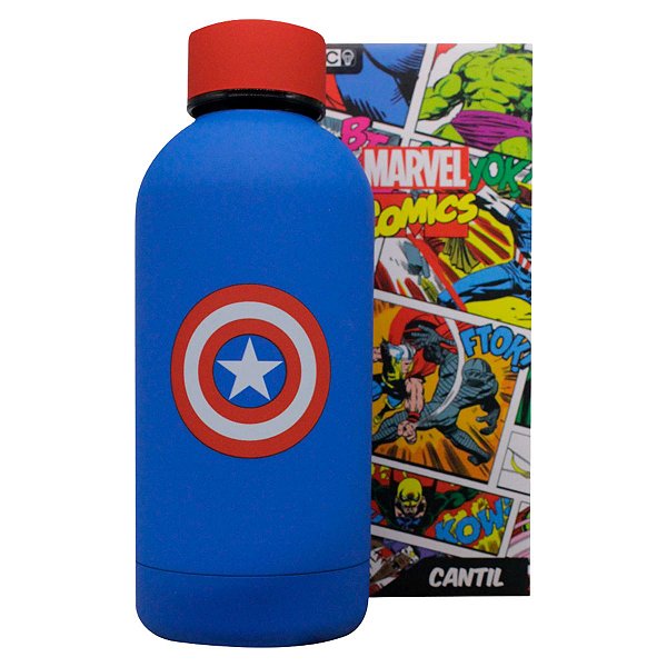 Garrafa Capitão América Escudo Térmica Metal Oficial Marvel