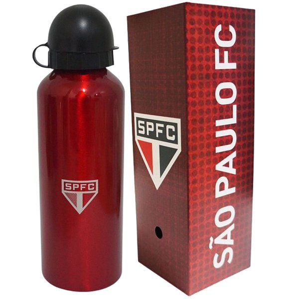 Garrafa São Paulo Squeeze Alumínio Vermelha 500ml Oficial