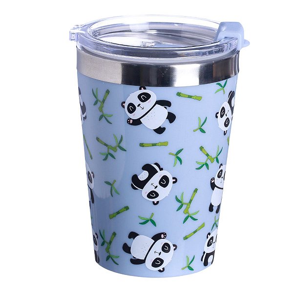Copo Panda Pandinha Semi-térmico 300Ml Com Tampa Para Viagem