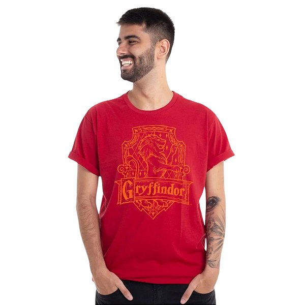 Camiseta Grifinoria Gryffindor Vermelha Harry Potter 100 Algodao Oficial Adrenaland A Realidade da Imaginacao