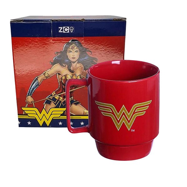 Caneca Mulher Maravilha Empilhável Porcelana 400ML Oficial DC
