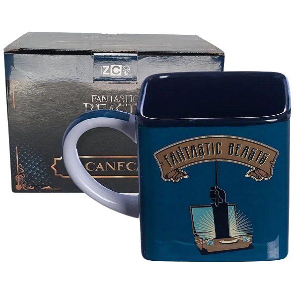 Caneca Animais Fantasticos Cubo 3D Quadrada Cerâmica 300ML Oficial Warner Bros