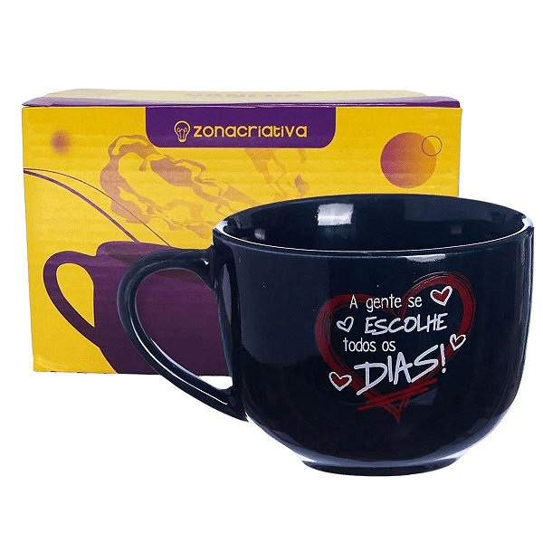 Caneca De Sopa Porcelana A Gente Se Escolhe Todos Os Dias 500 Ml