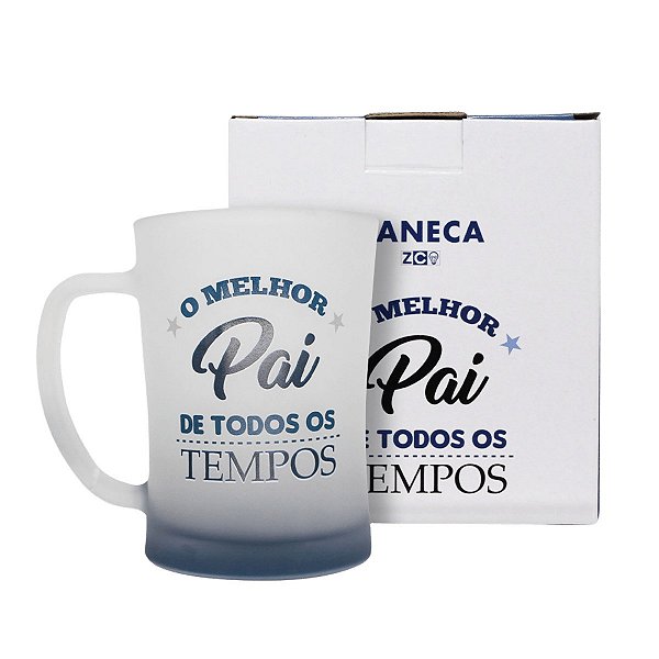 Caneca Chopp O Melhor Pai De Todos Os Tempos Vidro Fosco 650ML