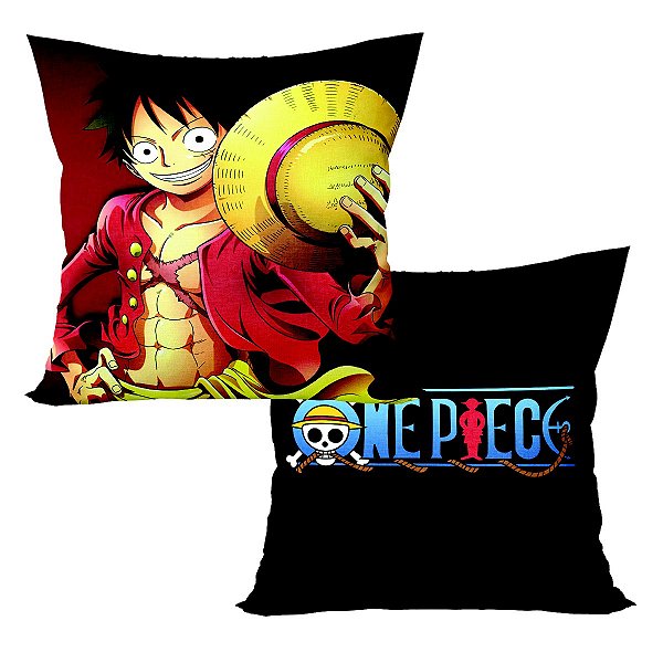 Almofada One Piece Monkey D. Luffy Aveludada Quadrada 40cmX40cm