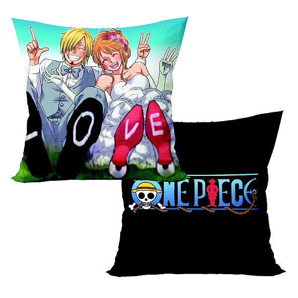 Almofada One Piece Nami E Sanji Aveludada Quadrada 40cmX40cm