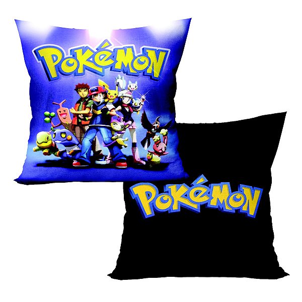 Almofada Pokémon Ash E Seus Amigos Aveludada Quadrada 40cmX40cm