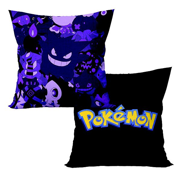 Almofada Pokémon Gastly Haunter Aveludada Quadrada 40cmX40cm