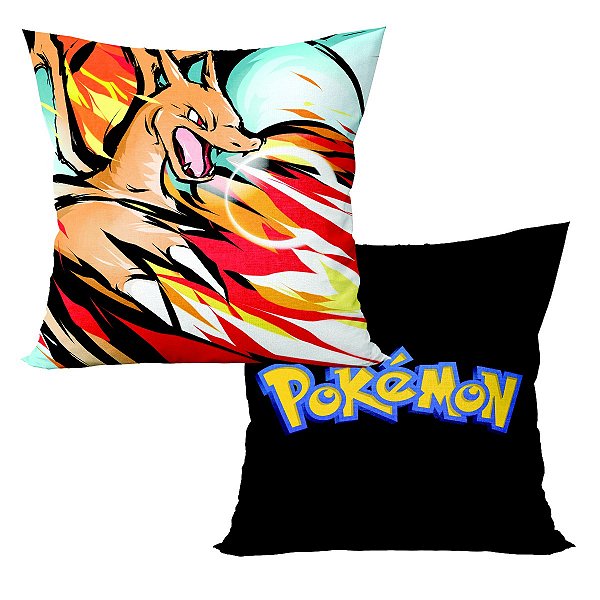 Almofada Pokémon Charmander Charizard Aveludada Quadrada 40cmX40cm