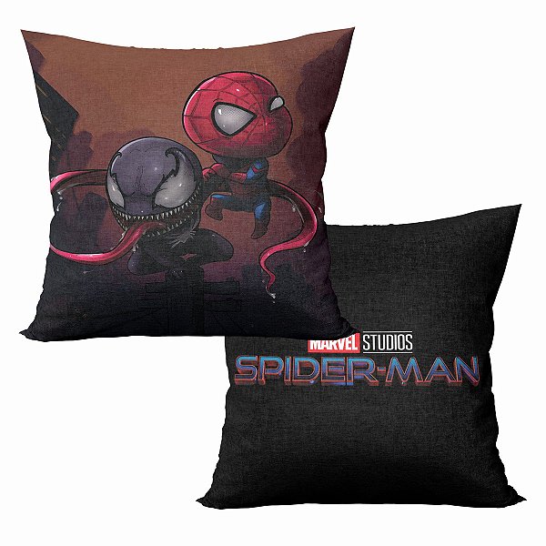 Almofada Homem-Aranha E Venom Aveludada Quadrada 40cmX40cm Marvel
