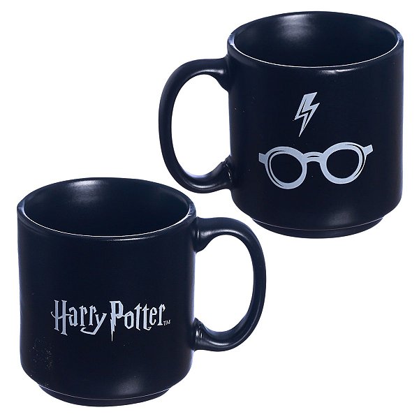 Mini Caneca Harry Potter Empilhável Porcelana Preta 100ML Oficial WB