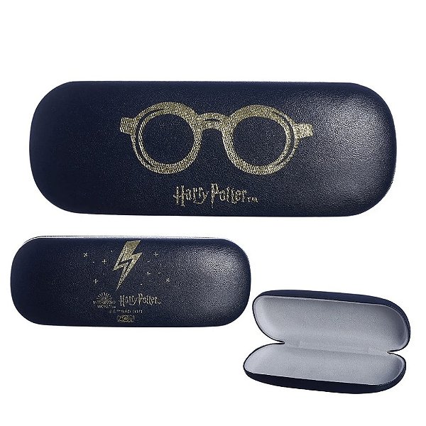 Harry Potter Estojo Porta Óculos Preto E Dourado Oficial Warner Bros