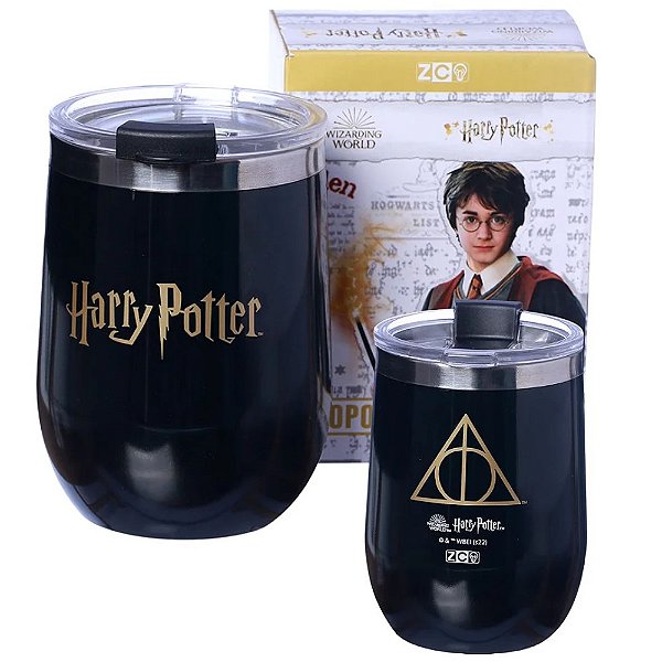 Copo Harry Potter Semi-térmico Preto 300ML Com Tampa Oficial WB