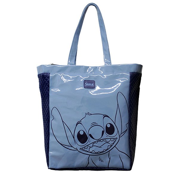 Bolsa De Shopping Rosto Stitch Azul Multiuso Oficial Disney