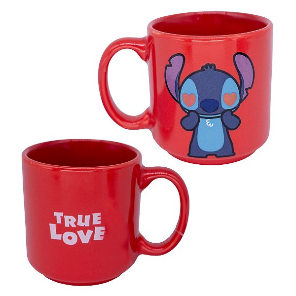 Mini Caneca Stitch True Love Empilhável Cerâmica 100ML Oficial Disney