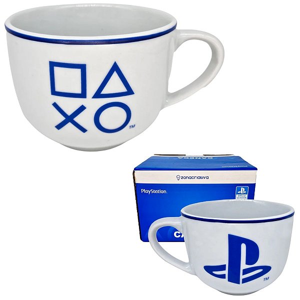 Caneca De Sopa Playstation Cumbuca Porcelana 500Ml Oficial