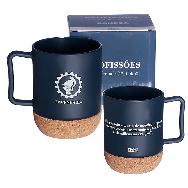 Caneca Profissão Engenharia Engenheiro Vidro 350ml Com Base De Cortiça Porta-Copo