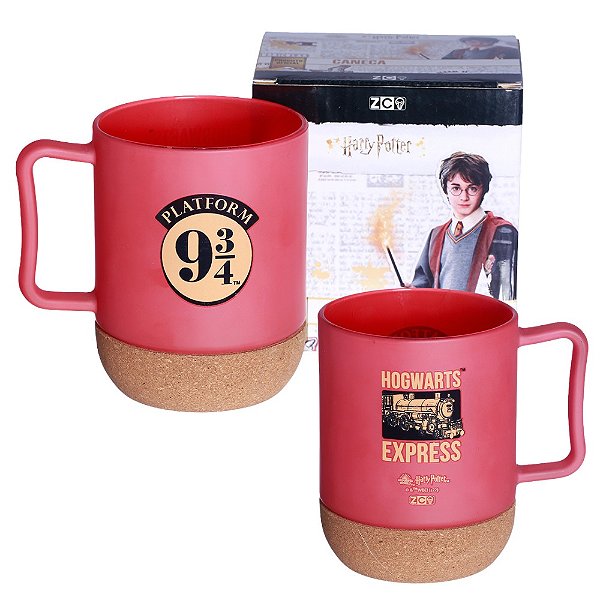 Caneca Harry Potter Plataforma 9 3/4 Vidro 350ml Com Base Cortiça Porta-Copo Harry Potter Oficial Warner Bros