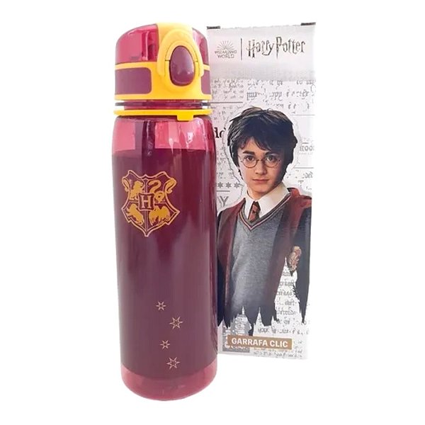 Garrafa Clic Harry Potter Hogwarts 500ml Plástico Com Alça Oficial Warner Bros