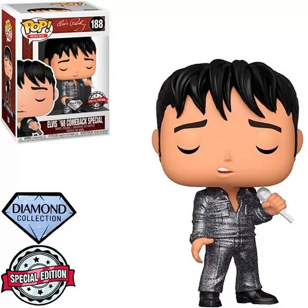 Pop Funko Elvis Presley '68 Comeback Special #188 Diamond Edição Especial