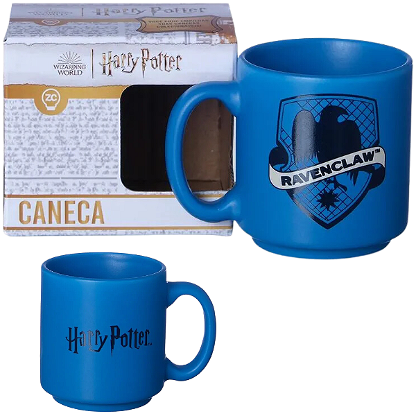 Mini Caneca Corvinal Ravenclaw Empilhável Cerâmica Casa Azul Hogwarts 100ML Oficial Harry Potter