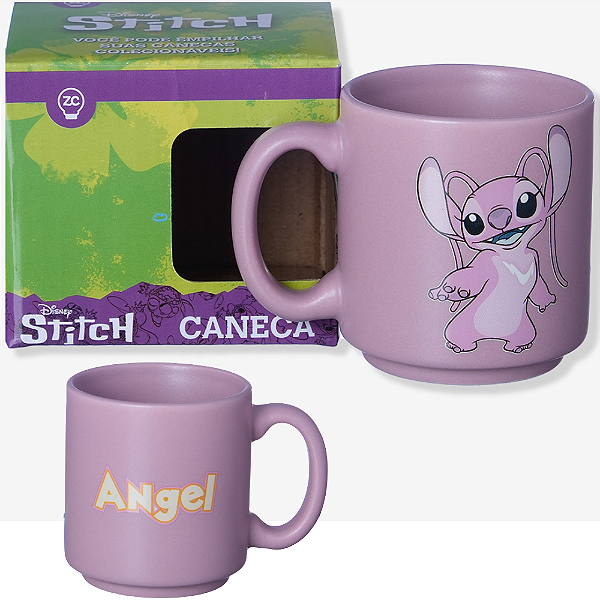 Mini Caneca Angel Empilhável Cerâmica 100ML Oficial Stitch Disney