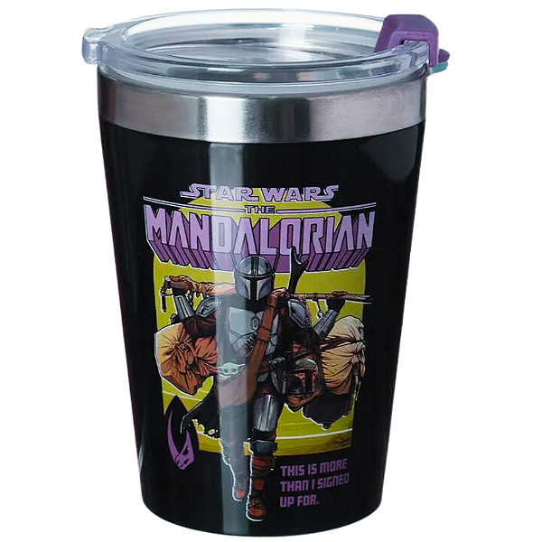 Copo Mandaloriano Baby Yoda Térmico Quente Gelado 300ml Com Tampa Oficial Star Wars