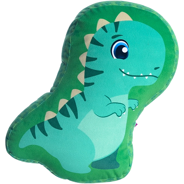 Almofada 3D Dinossauro Tiranossauro Rex Aveludada Verde Amigos Pré-Históricos