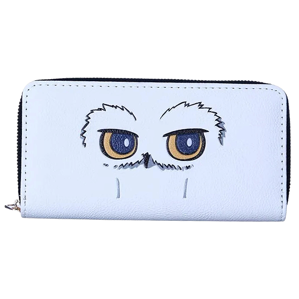 Carteira Coruja Edwiges Branca  Alto Relevo 19x10cm De Zíper Oficial Harry Potter