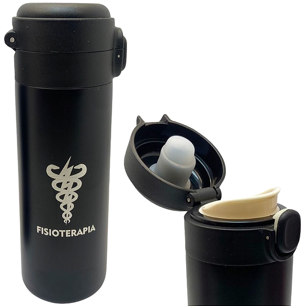 Garrafa Profissão Fisioterapia Fisioterapeuta Térmica 6 Horas Quente Gelada 400ml Com Trava