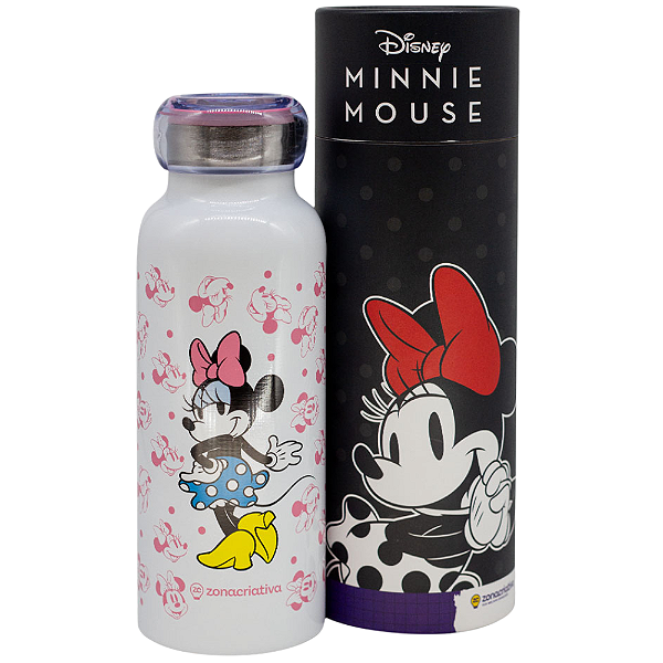 Garrafa Minnie Mouse Térmica 6 Horas Quente Gelada 500m + Embalagem Presente Oficial Disney