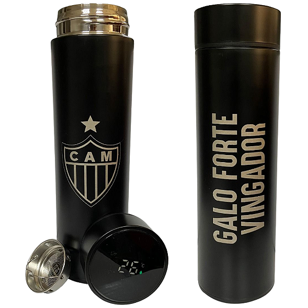 Garrafa Atlético Mineiro Térmica Visor De Led Termômetro Oficial Galo