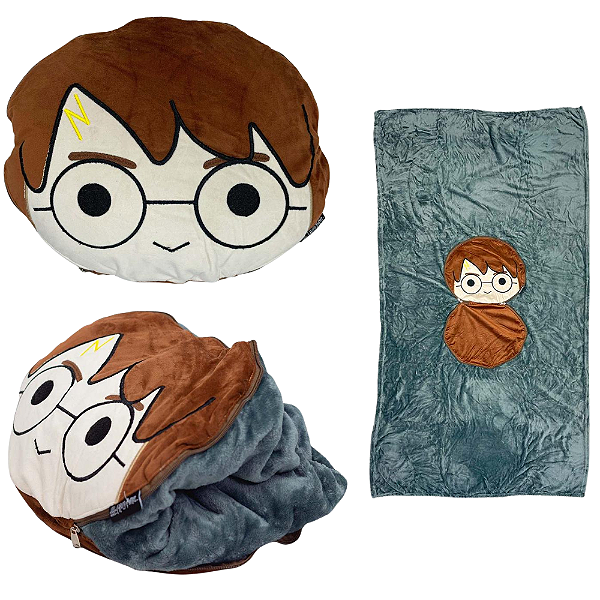 Almofada & Manta 2 em 1 Harry Potter Aveludada Oficial Warner Bros.