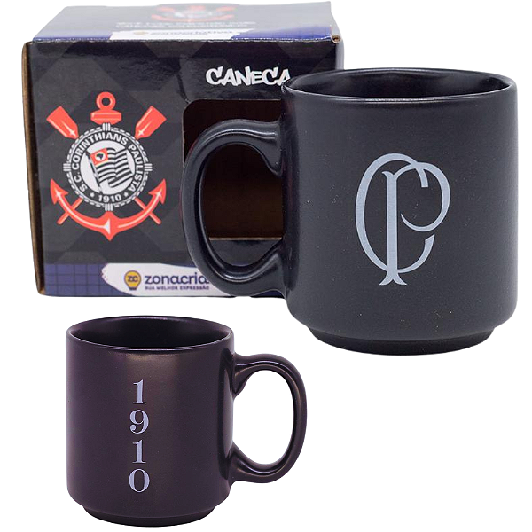 Mini Caneca Corinthians Café Expresso Empilhável Cerâmica 100ML Oficial
