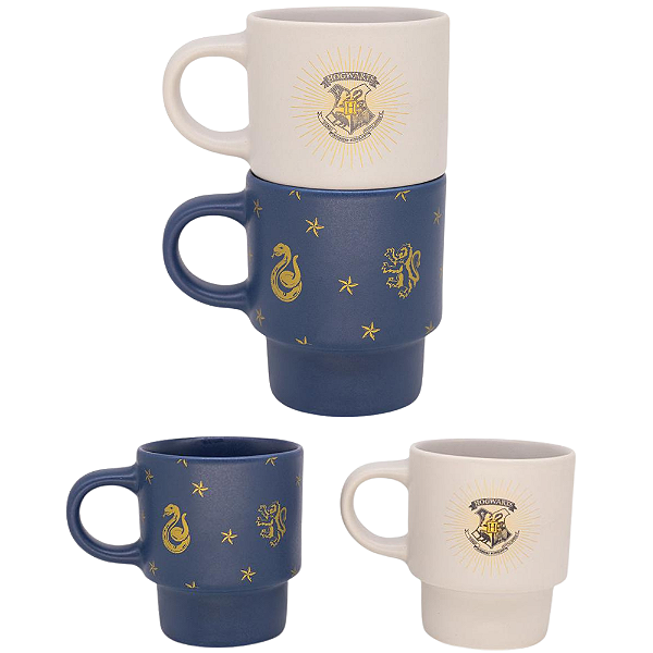 Conjunto de Canecas Harry Potter Empilháveis 150ml em Cerâmica Oficial W.B