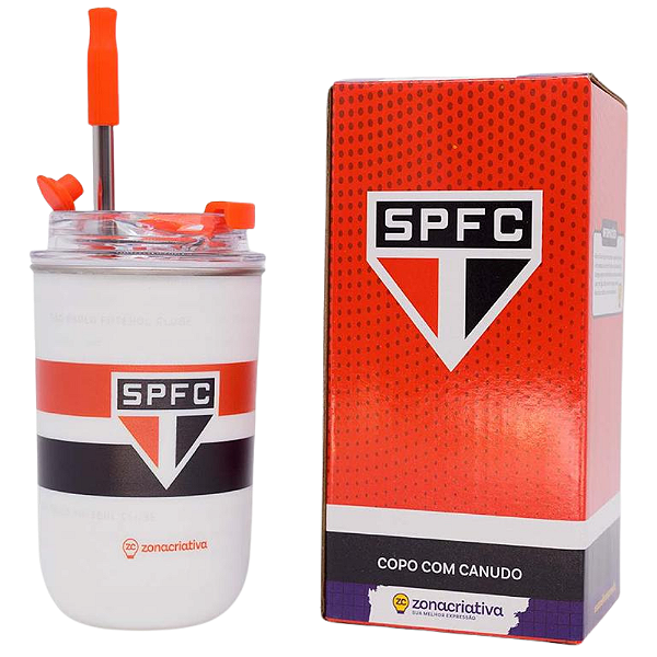 Copo São Paulo Térmico Quente Gelado 300ml Com Tampa E Canudo Oficial Tricolor Paulista