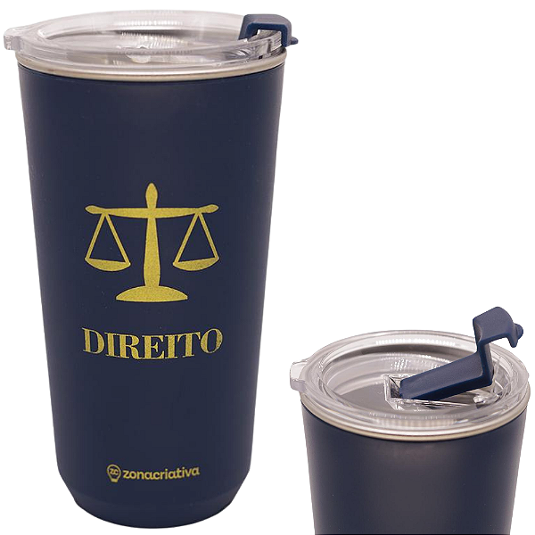 Copo Direito Profissão Advogado Térmico Quente Gelado 500ml Azul Com Tampa
