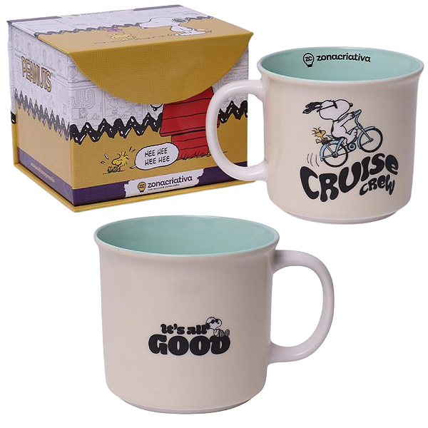 Caneca Snoopy E Woodstock Cerâmica + Caixa Presente Oficial Peanuts