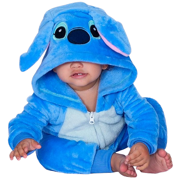 Stitch Macacão Kigurumi Pijama Roupa Fantasia Cosplay Inverno 1 ano Oficial Disney