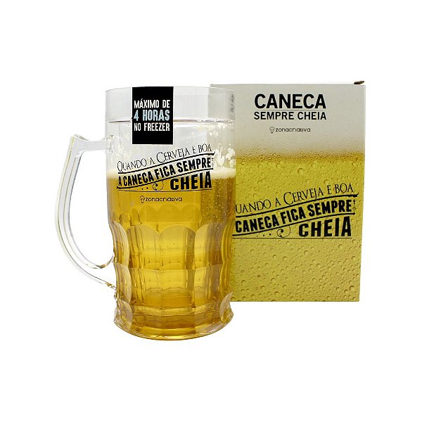 Caneca de Chopp Frase Sempre Cheia 500ML
