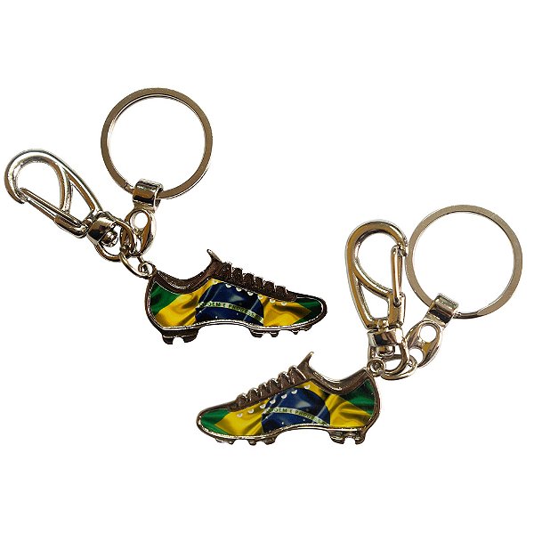 Chaveiro Brasil Chuteira Metal Com Mosquetão - Oficial