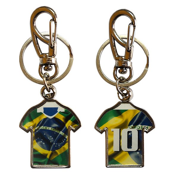 Chaveiro Brasil Camisa 10 Metal Com Mosquetão - Oficial
