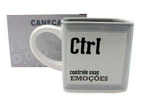 Caneca Cubo 3D Ctrl + Alt + Del Cerâmica Especial 300 ML