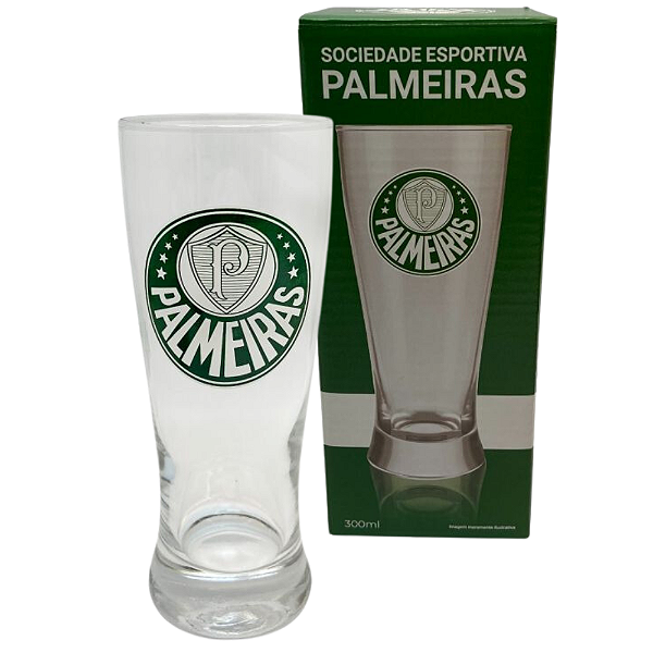 Copo Palmeiras Tulipa Para Chopp Vidro 300ml Oficial Porco
