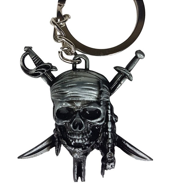 Chaveiro Pirata Piratas do Caribe 3D Em Metal