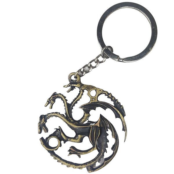 Chaveiro Game Of Thrones Dragão 3D Casa Targaryen Metal