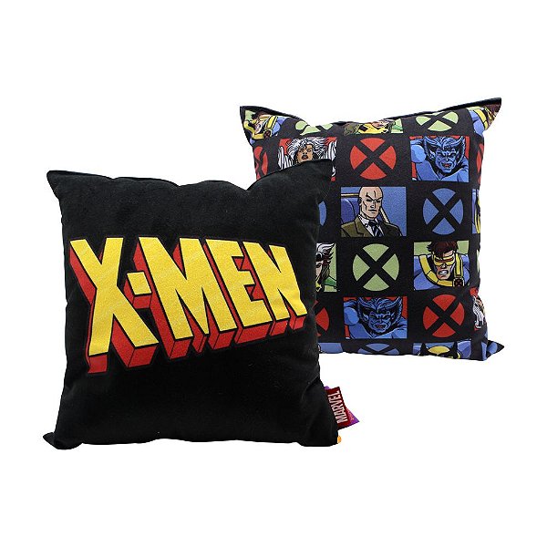 Almofada  X-Men Logo Com Personagens Aveludada 40x40CM