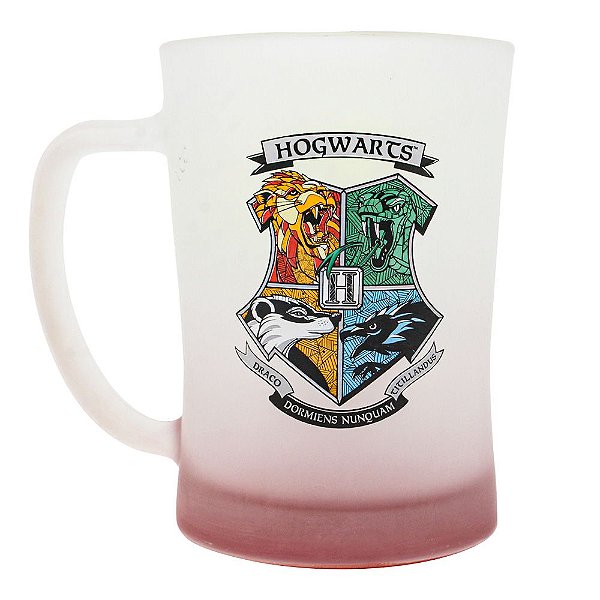 Caneca Harry Potter de Chopp Hogwarts Vidro 650ML Oficial WB