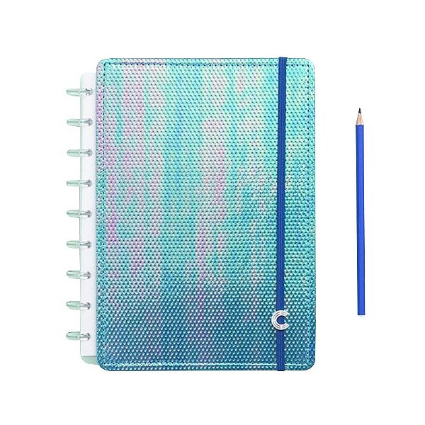 Caderno Inteligente Azul Holográfico - Médio